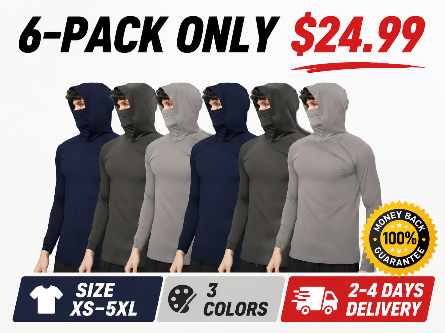 Men's Casual Hooded Pullover 6-Piece Set