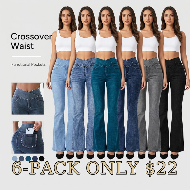 Women’s Skinny Jeans High-Waisted Bootcut Pants (Flare Leg & Illusion Pockets)