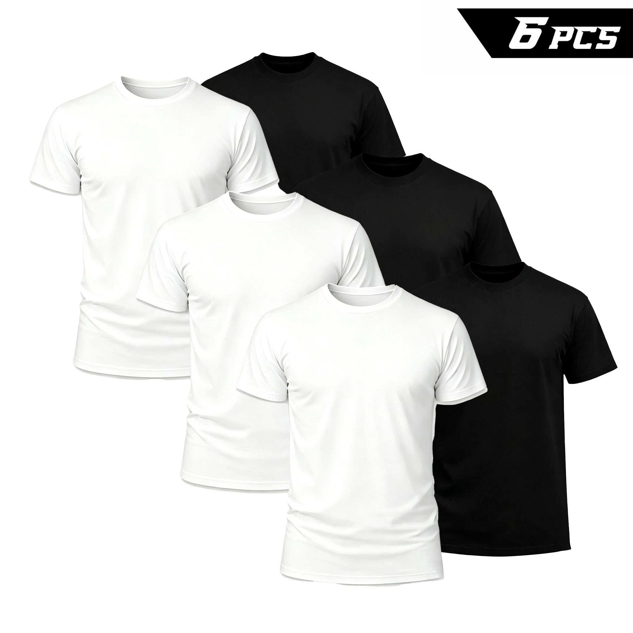 6-Pack: $18— Men's Solid-Color Crewneck T-Shirts, Comfortable Fit