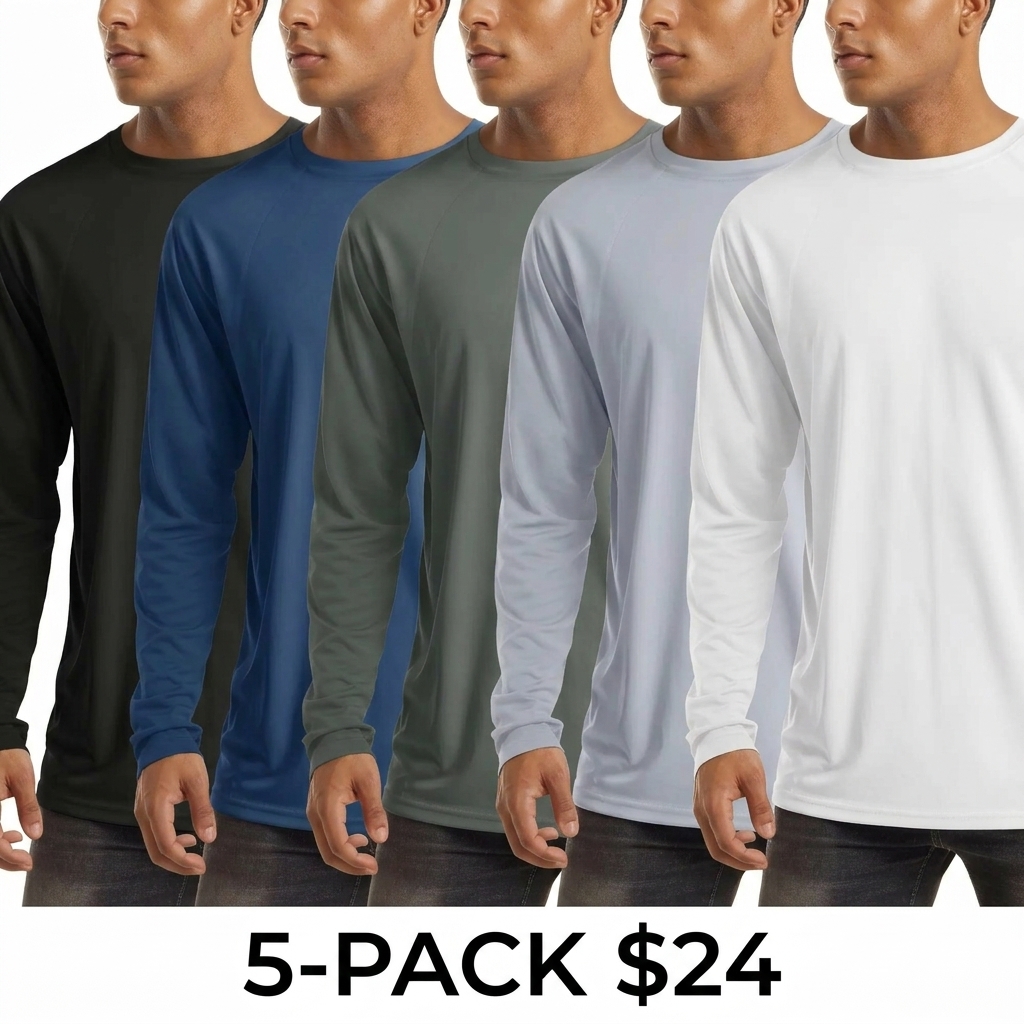 Men's UPF 50+ Long Sleeve Shirt – Quick Dry Lightweight Rashguard for Swimming & Workout