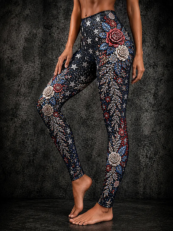 Women's Anniversary Flowers Art Print Leggings