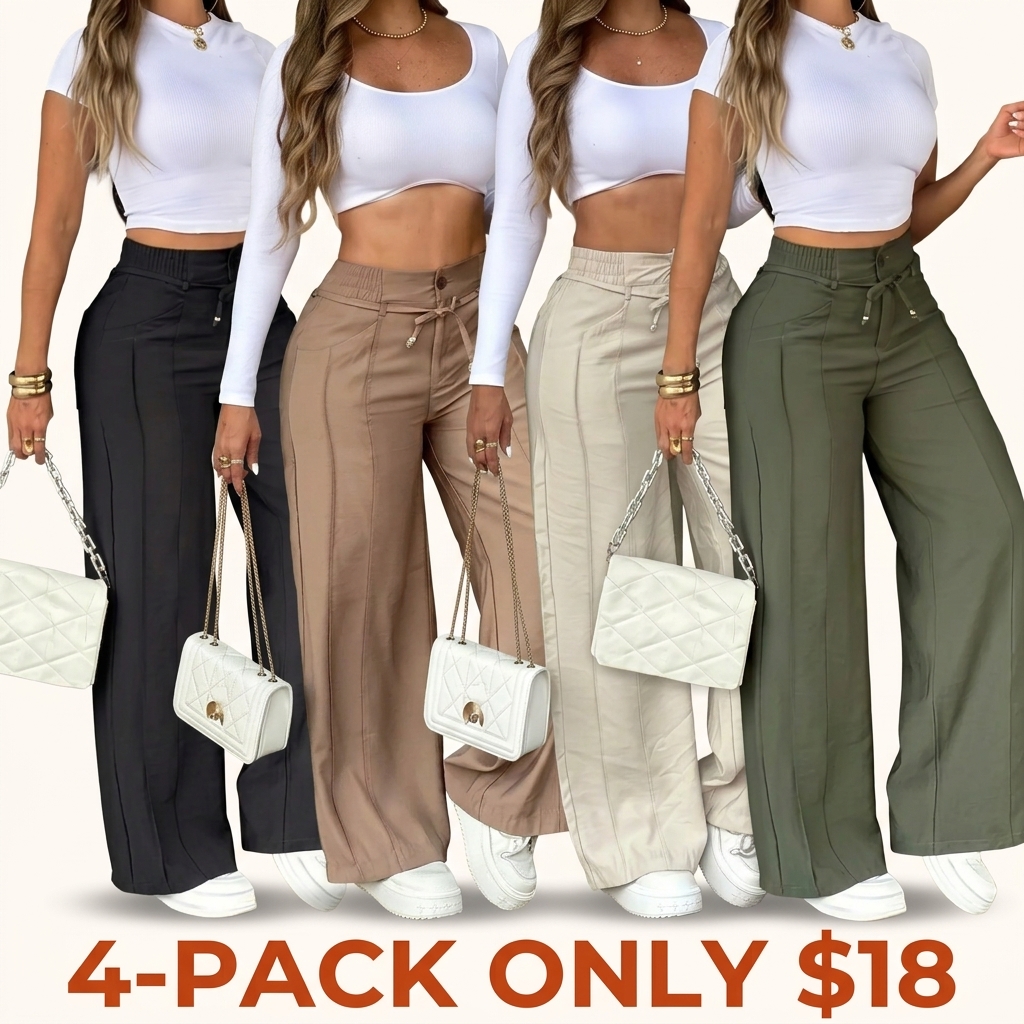 New Summer Lightweight High-Waisted Wide-Leg Pants with Drawstring