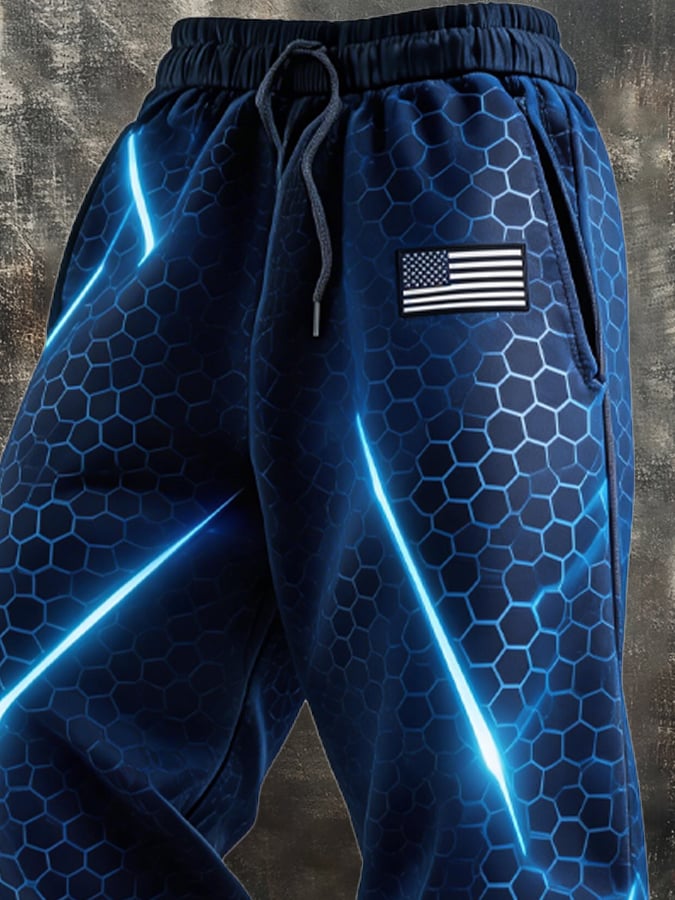 Men's Retro Outdoor Color Block Patriot Sports Pants