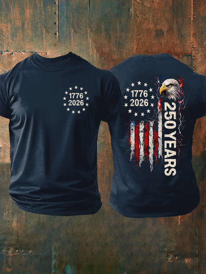 Men's 250th Anniversary Flag Printed Casual T-shirt