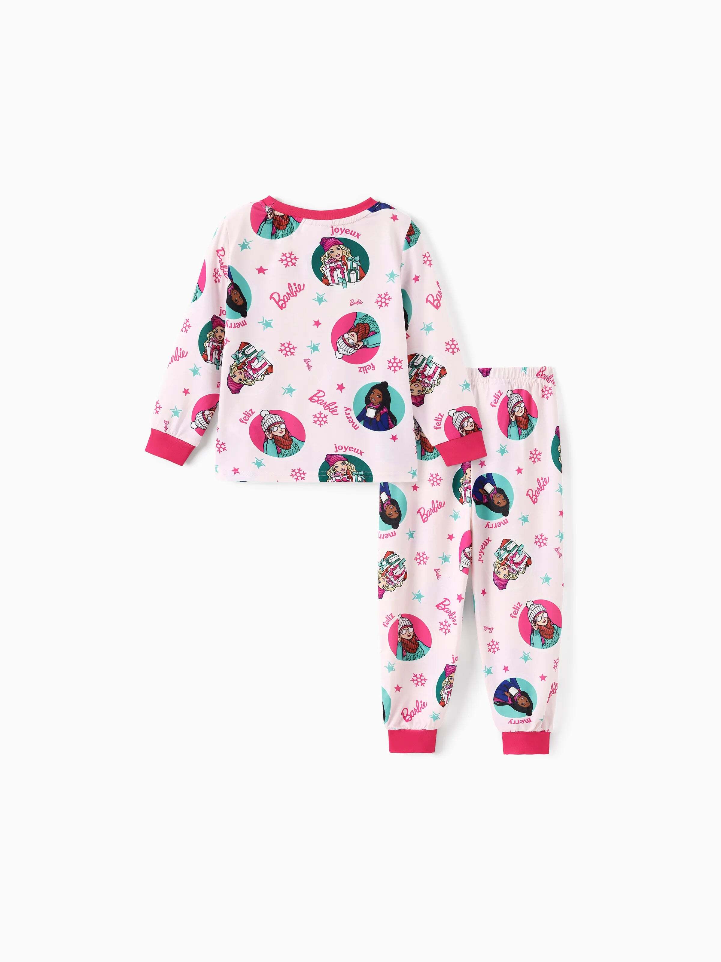 Barbie Christmas Matching Family Snowflake Pajamas Set with Christmas Socks Pink