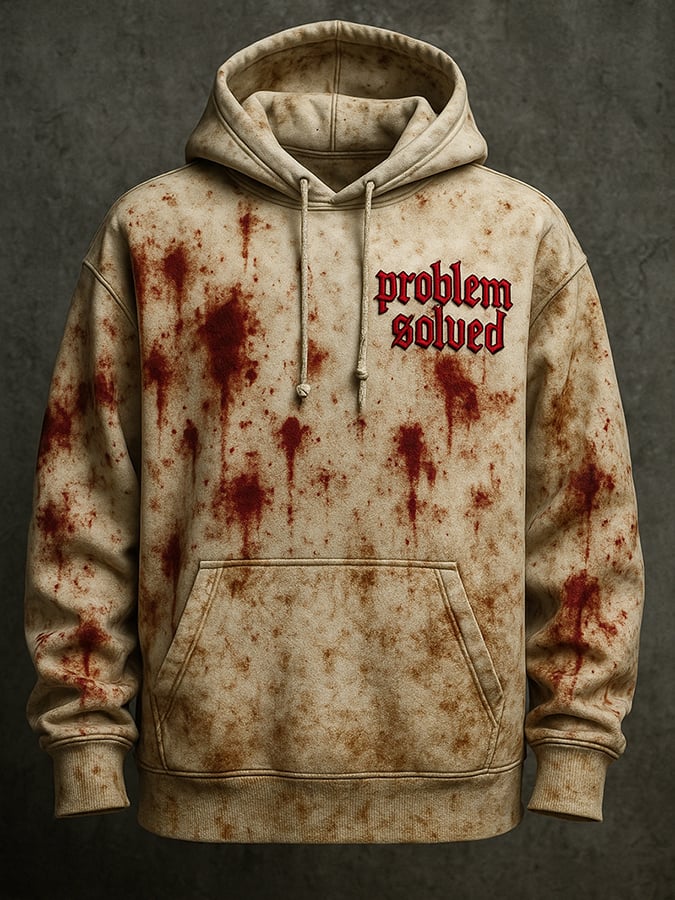Men's Bloody Problem Solved Print Hoodie