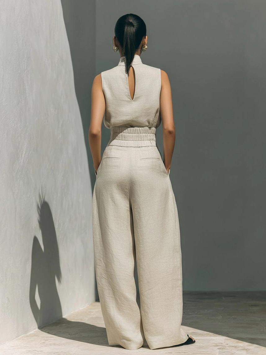 Elegant Linen-Blend Two-Piece Set
