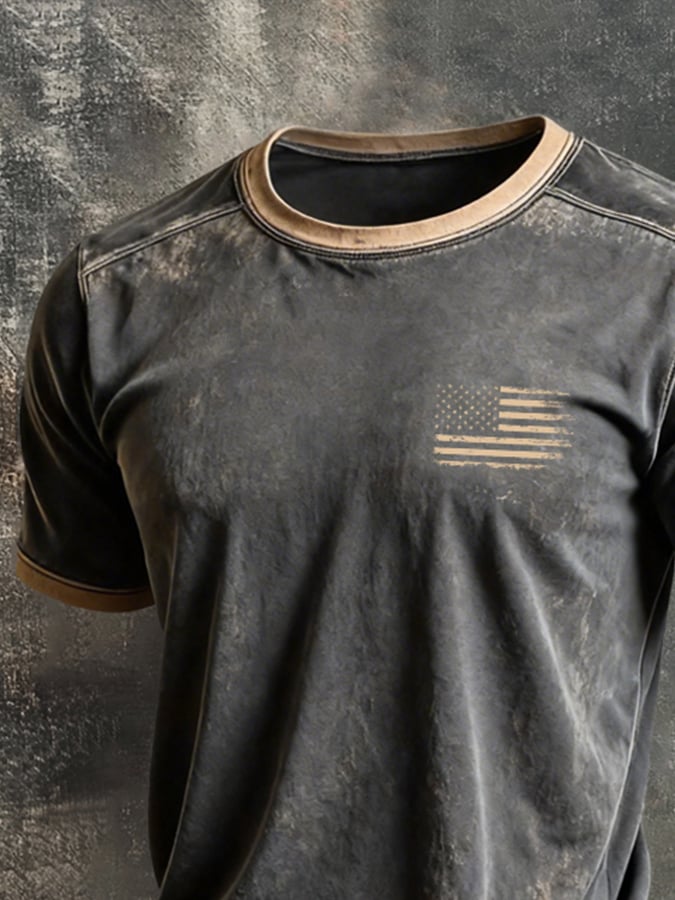 Men's Retro-Print, Color-Block 
