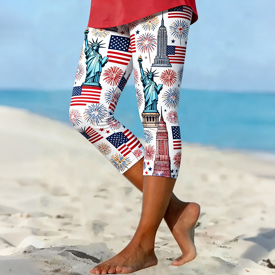 Women's Casual Statue Of Liberty Printed Leggings