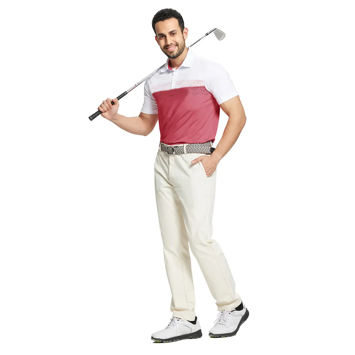 Polo Shirts for Men Dry Fit Performance Chest Print Color Block Moisture Wicking Casual Short Sleeve Golf Shirts