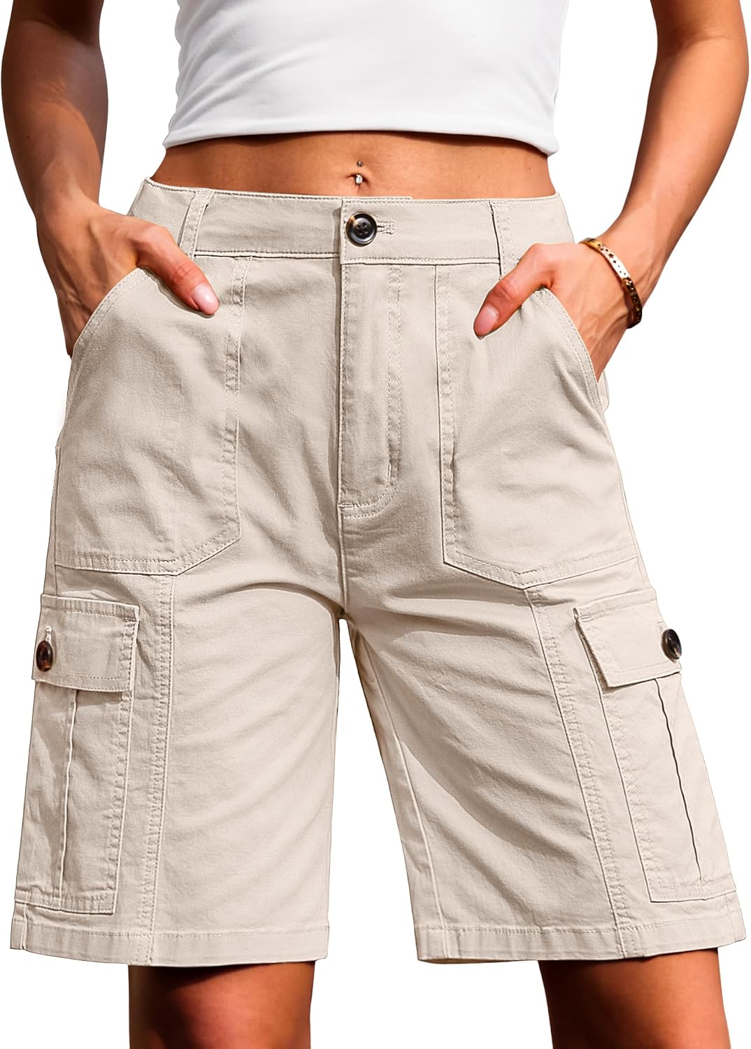 Eddoyee Women's Bermuda Cargo Shorts