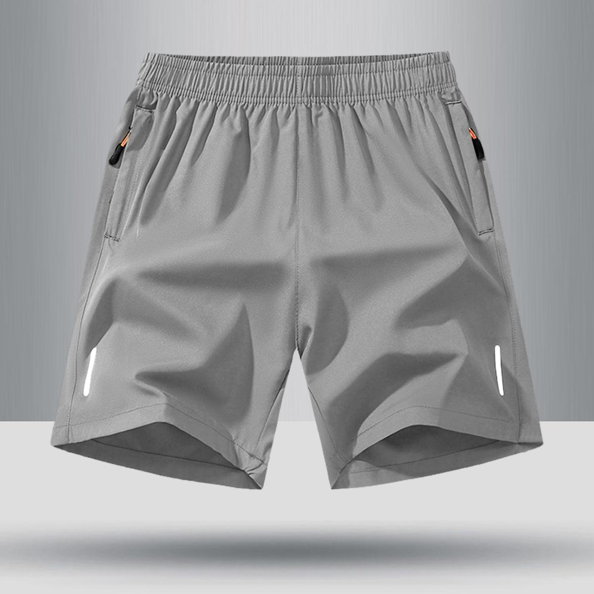 Men's Solid Color Zipper Pocket Shorts
