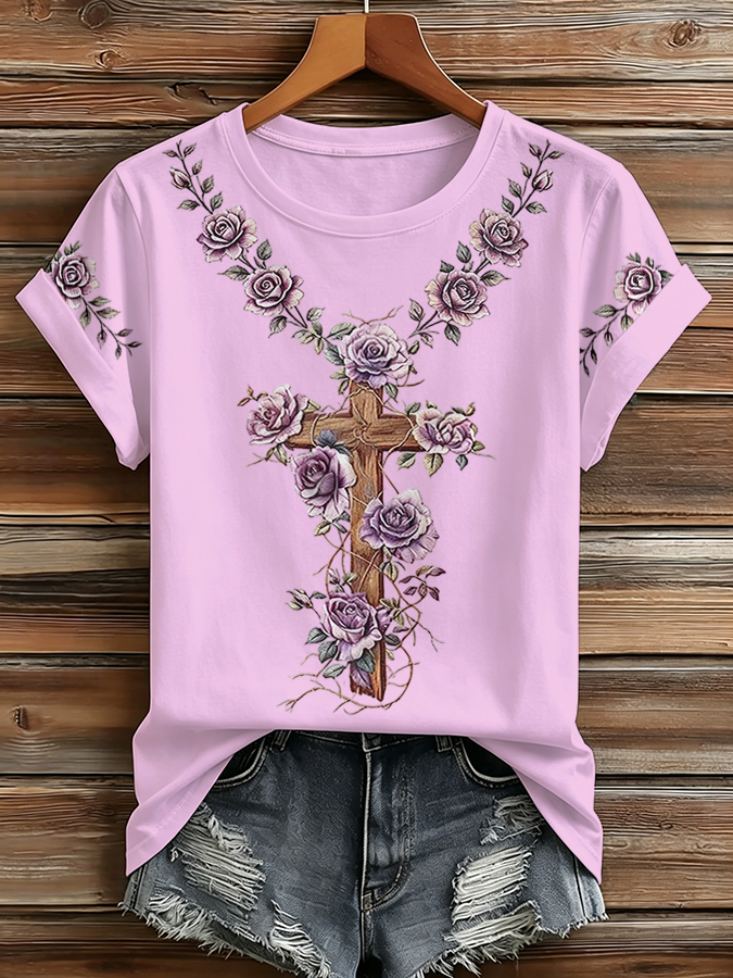 Women'S Faith Themed Printed Casual T-Shirt