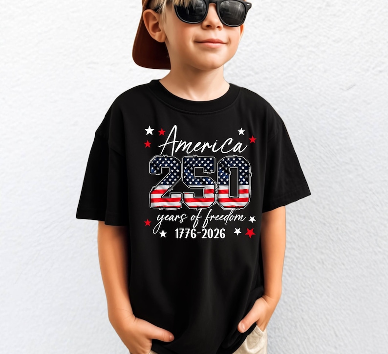 America 250th Anniversary Kids Shirt, United States of Patriotic Flag Toodler Tee, 4th of July T-Shirt, 250 Years of Independence Top