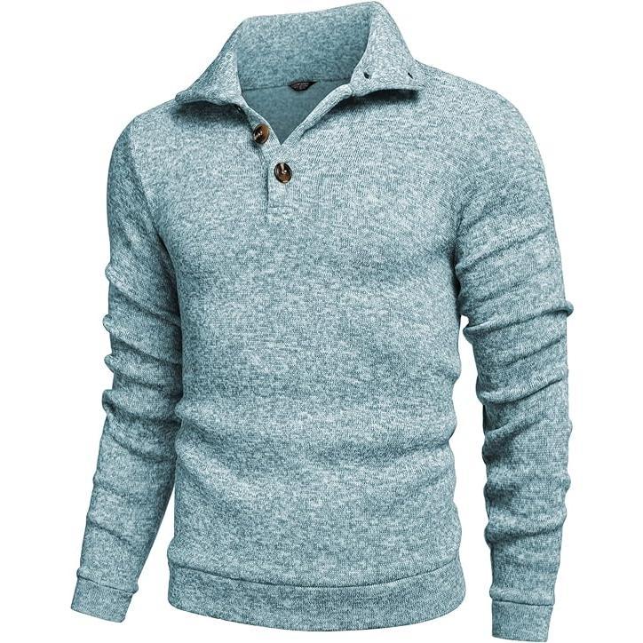 Men’s Fitted Long Sleeve Turtleneck Knit Sweater – Ribbed Cuffs & Hem, Soft Stretch Fabric