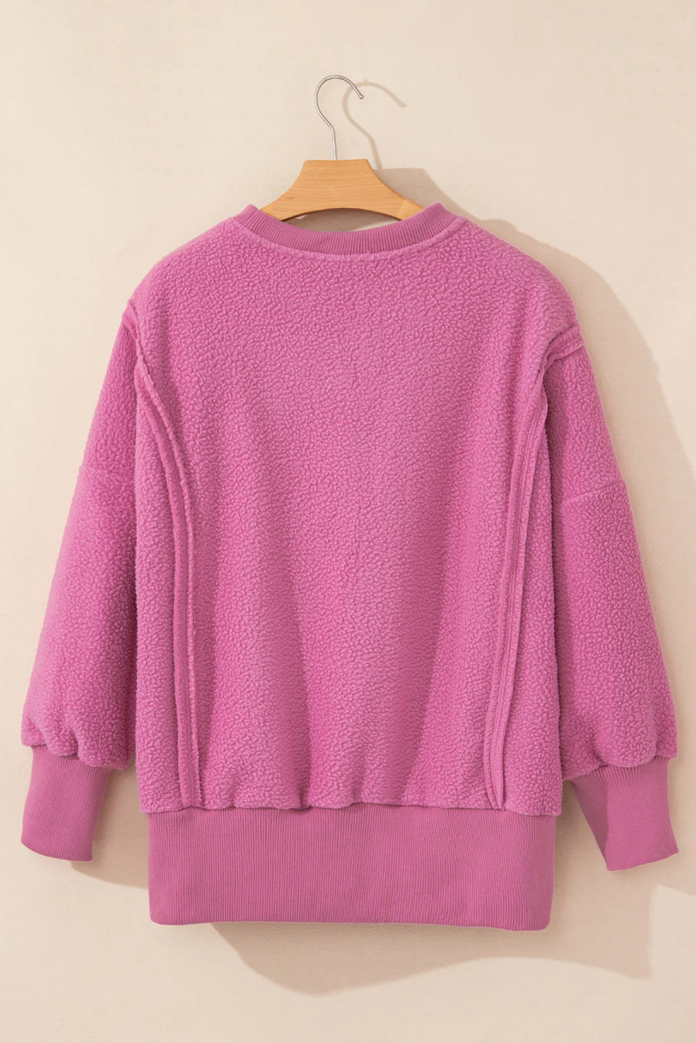 Bright Sherpa Seamed Drop Shoulder Oversized Sweatshirt