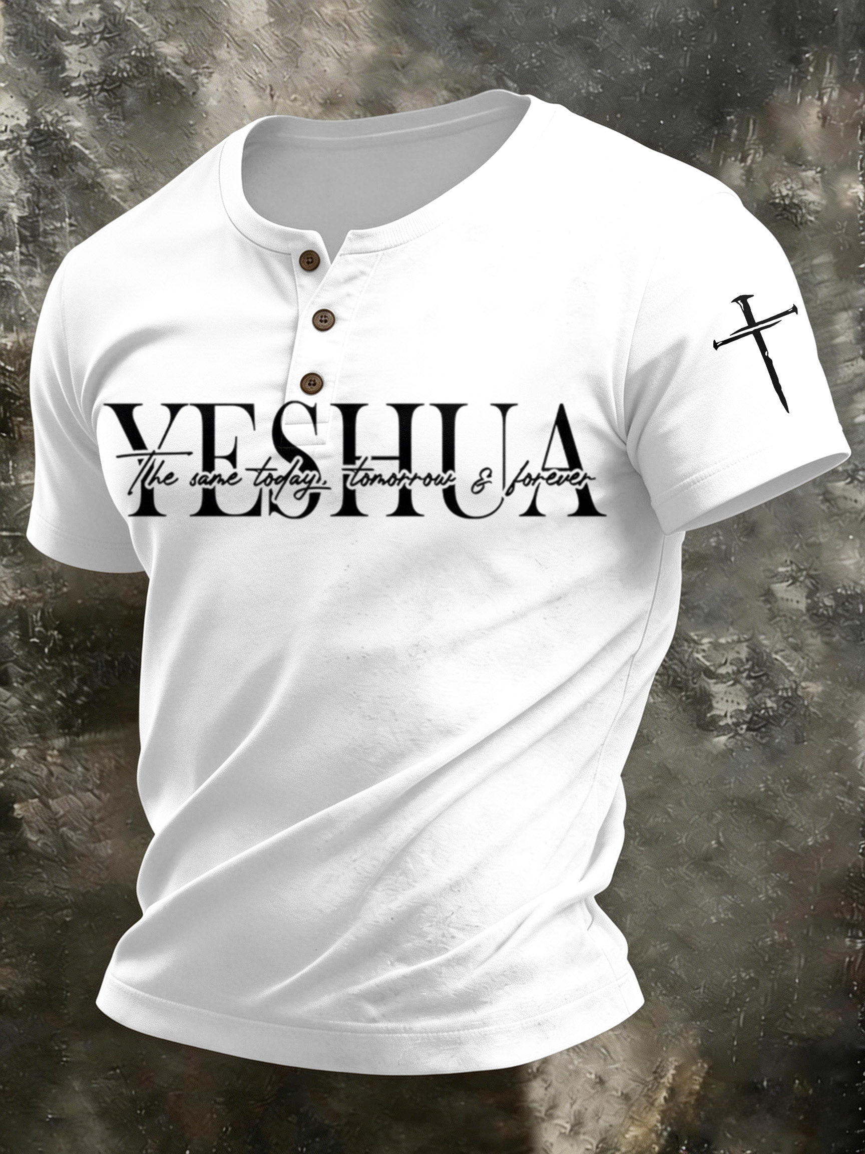 Men'S Casual Faith In Christ Jesus Henry Collar Polo Shirt