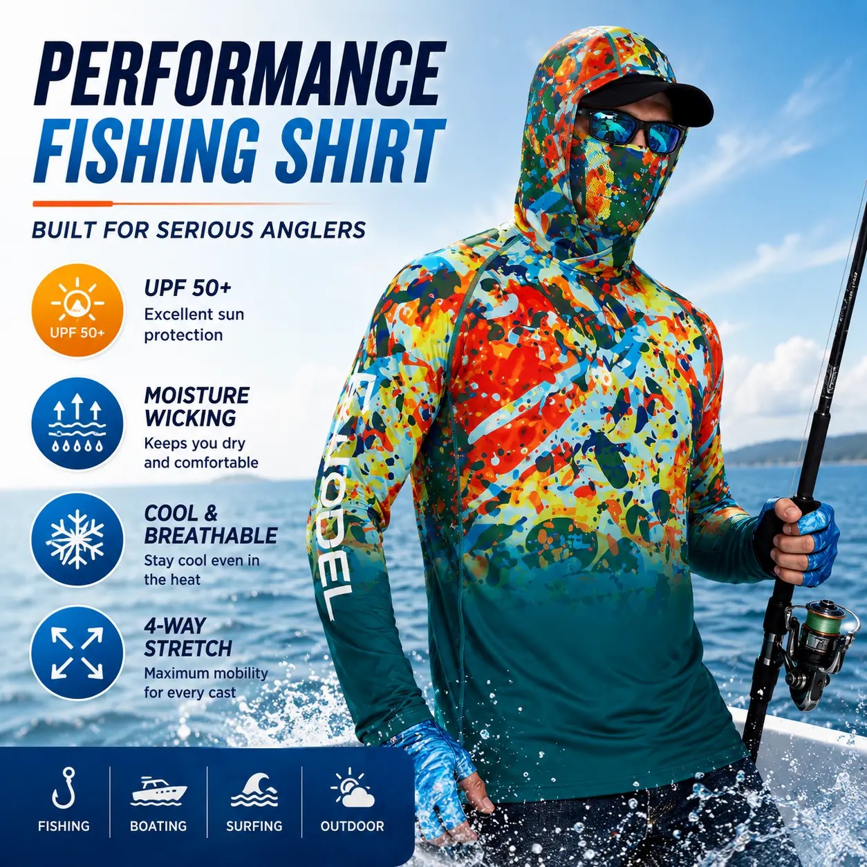 Men’s UPF 100 Sun Protection Hoodie with UV Detection