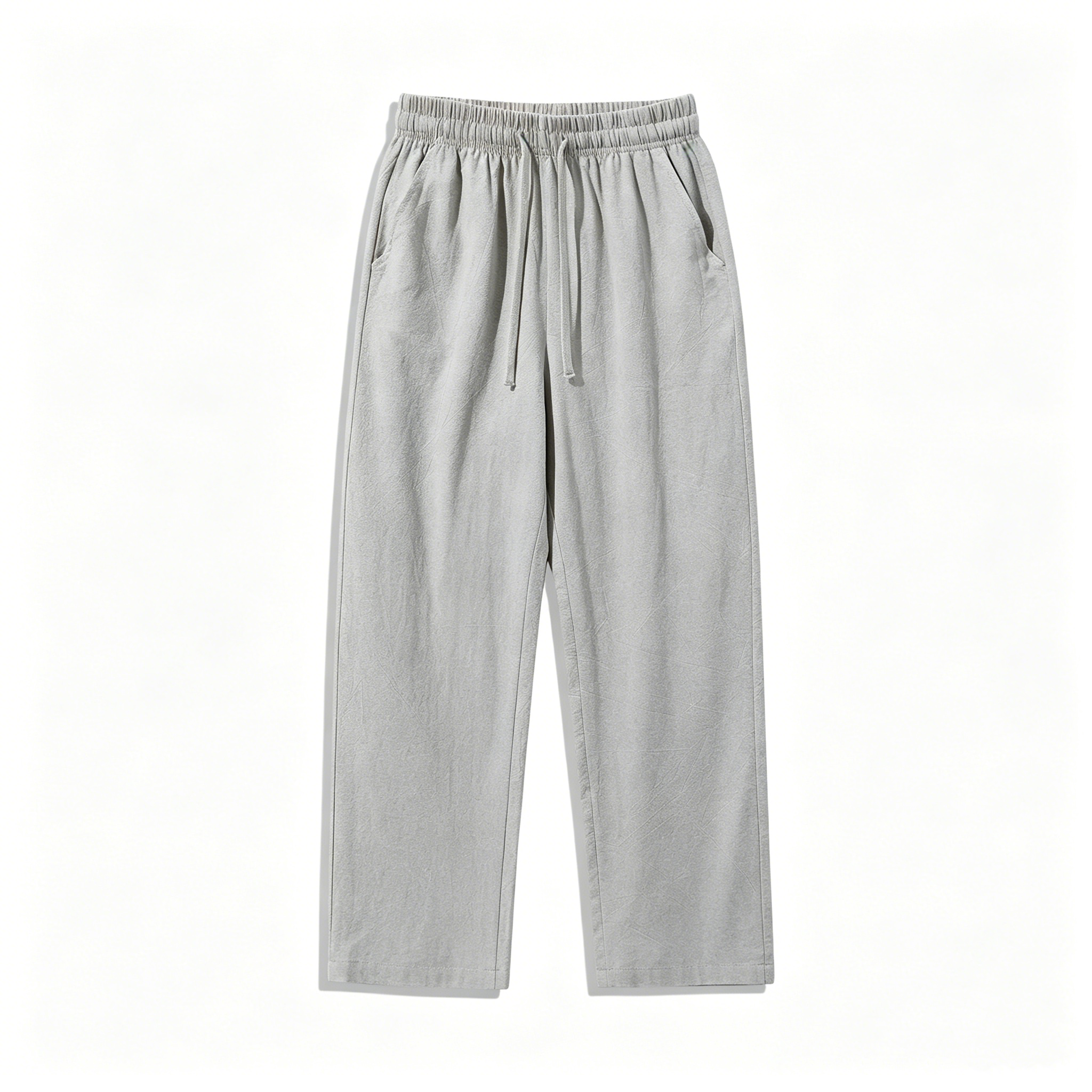 Unisex 100% Cotton Linen Wide Leg Pants – Elastic Drawstring Summer Trousers