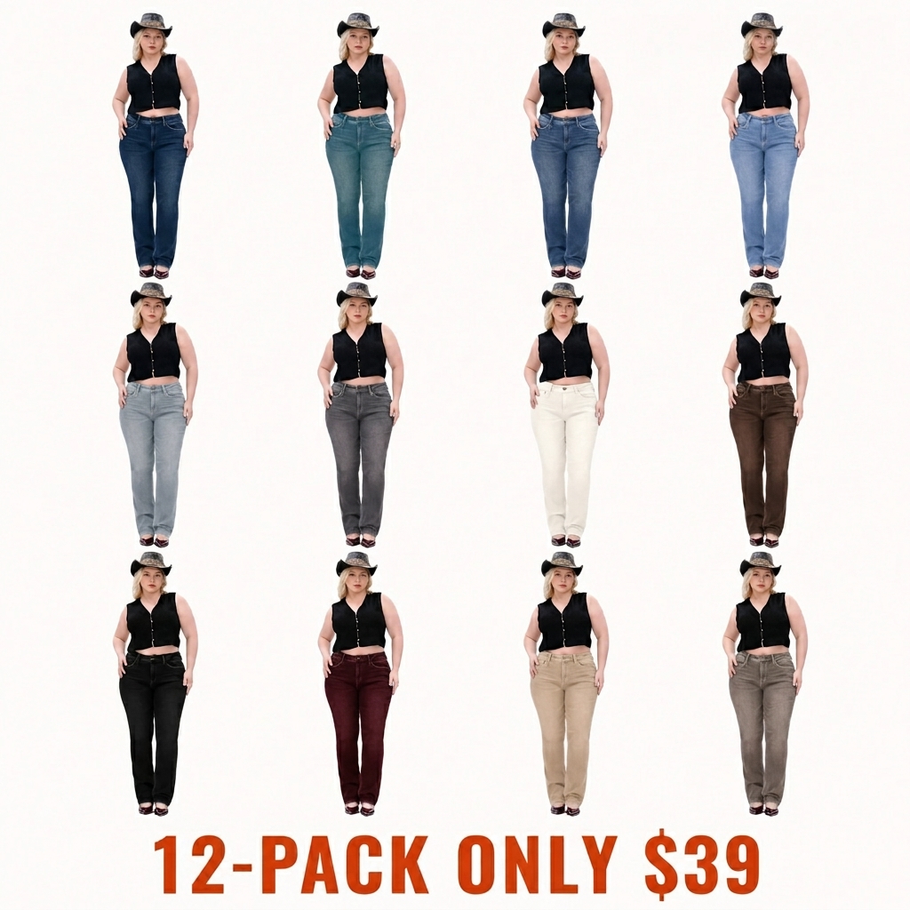 Plus-size high-waisted, medium-stretch denim jeans