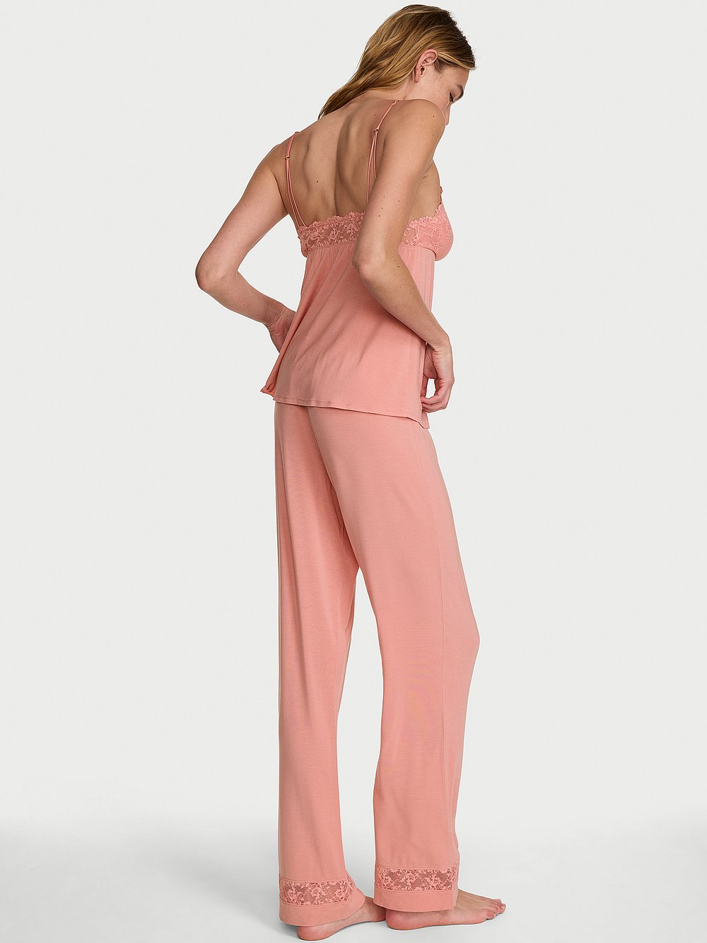 SoSoftTM Modal Lace-Trim Cami & Pants Set Blush Pink