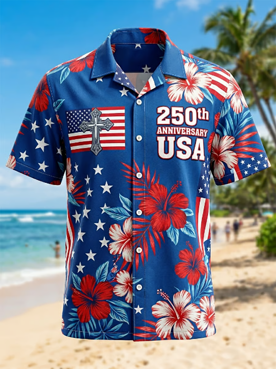 Men's U.S. 250th Anniversary Hawaiian Short-Sleeve Shirt