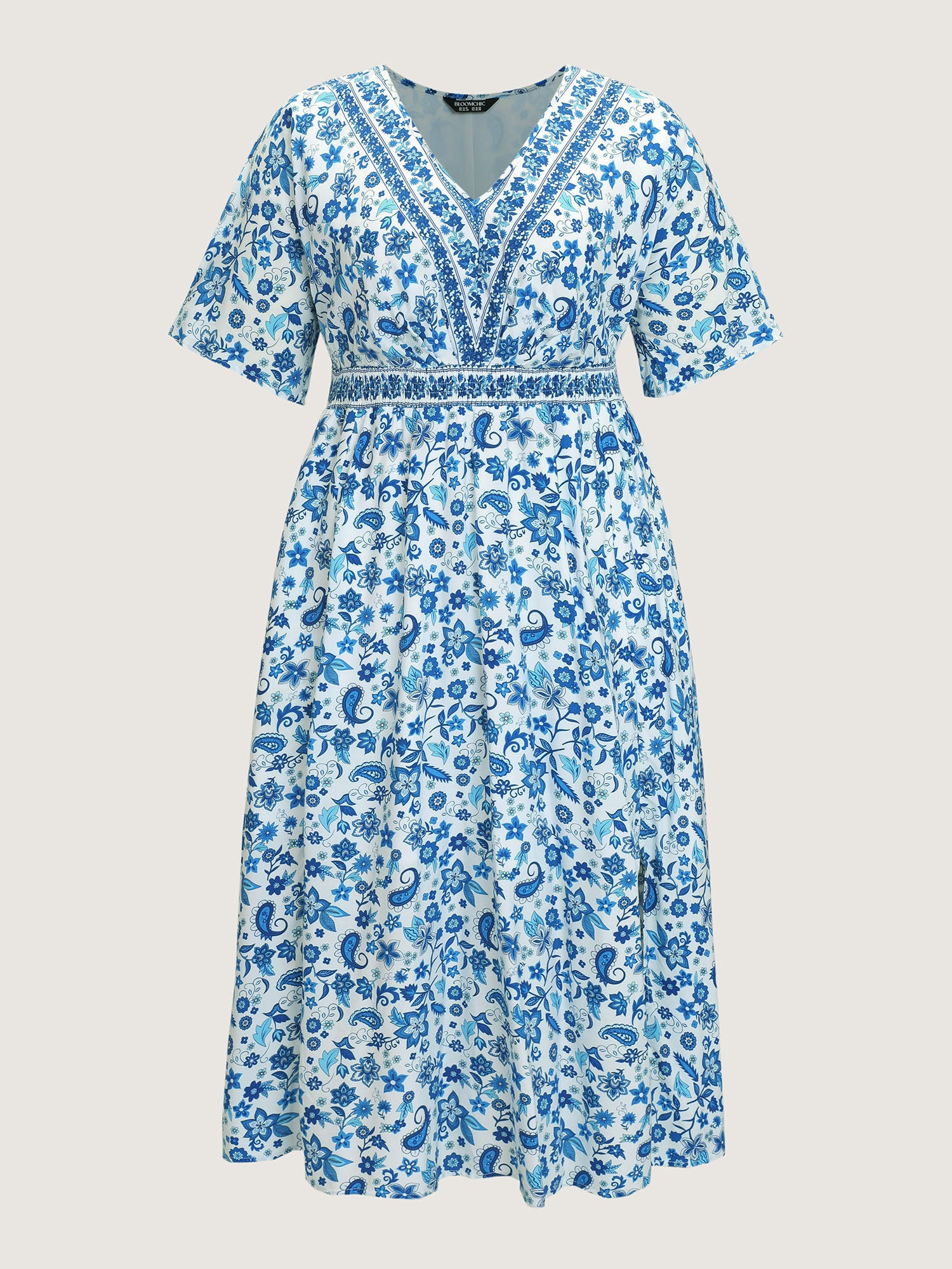 Paisley Floral Print Split Hem Maxi Dress