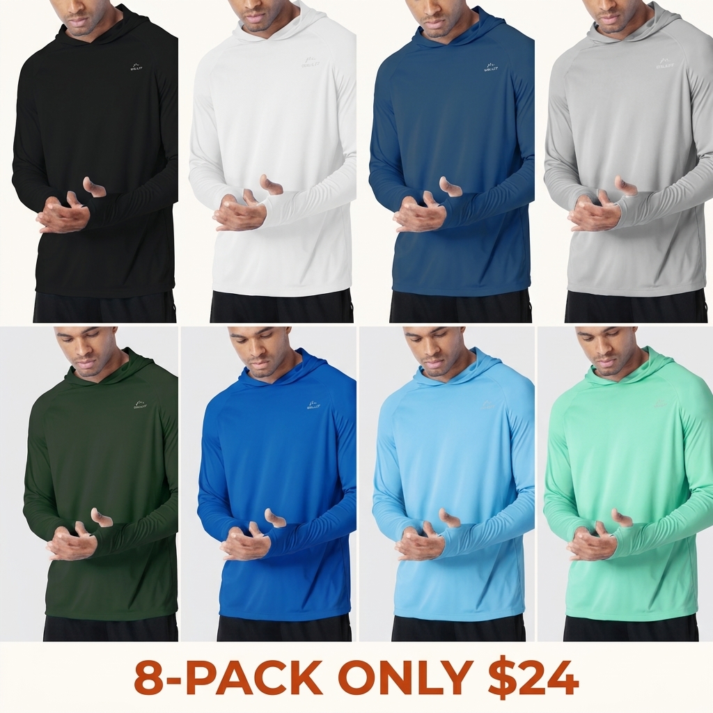 Men's Long-Sleeve Athletic Sun-Protection Hoodie (UPF 50+)
