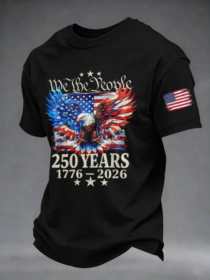 Men'S American Anniversary Flag Printed T-Shirt