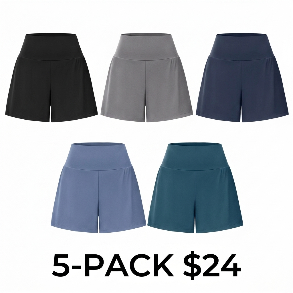 Women's 10-Piece Super High Waisted 2-in-1 Yoga Shorts Set – 5