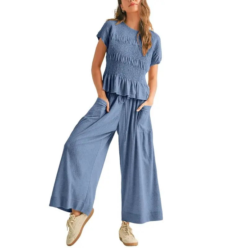 Women's Casual Pocket Two-Piece Set