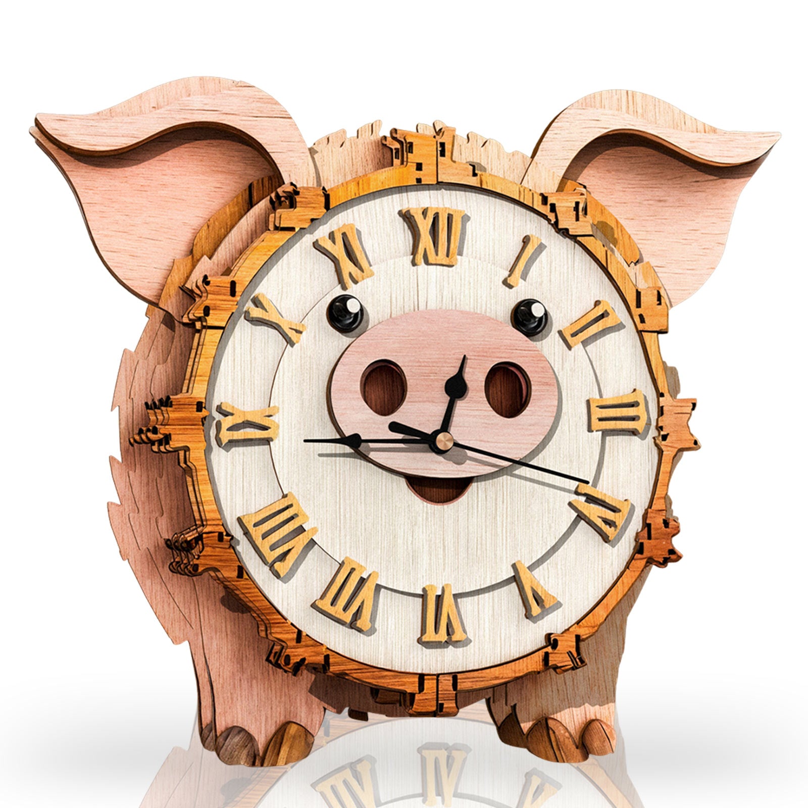 Pig DIY Wooden Clock, 3D Puzzle Craft Kit