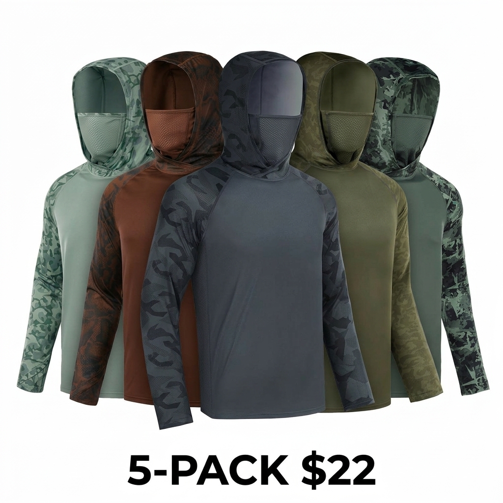 Men's UPF 50+ Sun Hoodie with Built-in Mask & Neck Gaiter – Lightweight Cooling Activewear