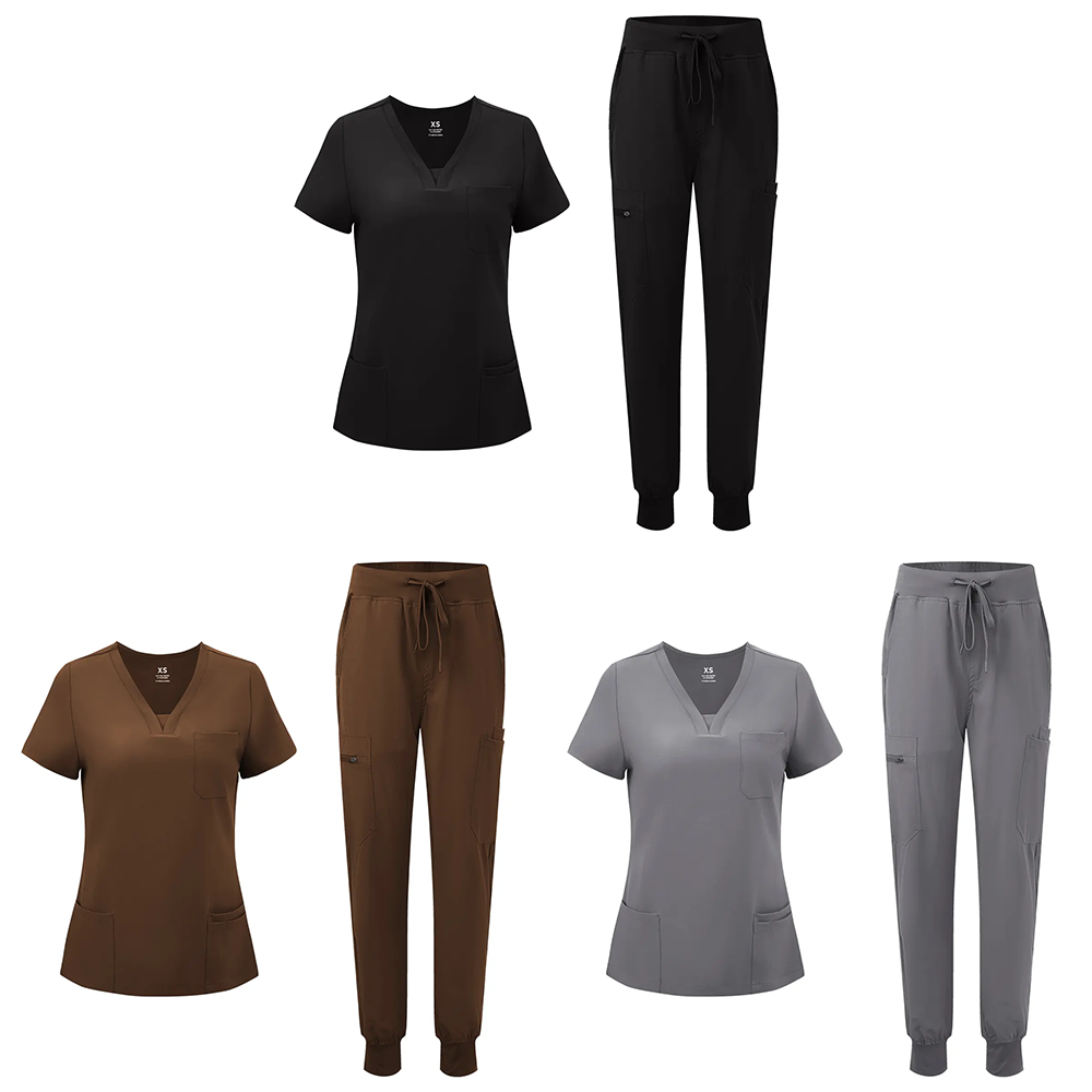 🔥🔥 Last Chance! 6 Sets for $24, Today Only! 🔥🔥 Women's V-Neck Scrub Top & 10-Pocket Cargo Workwear Uniforms Set – Basic Lady Workwear