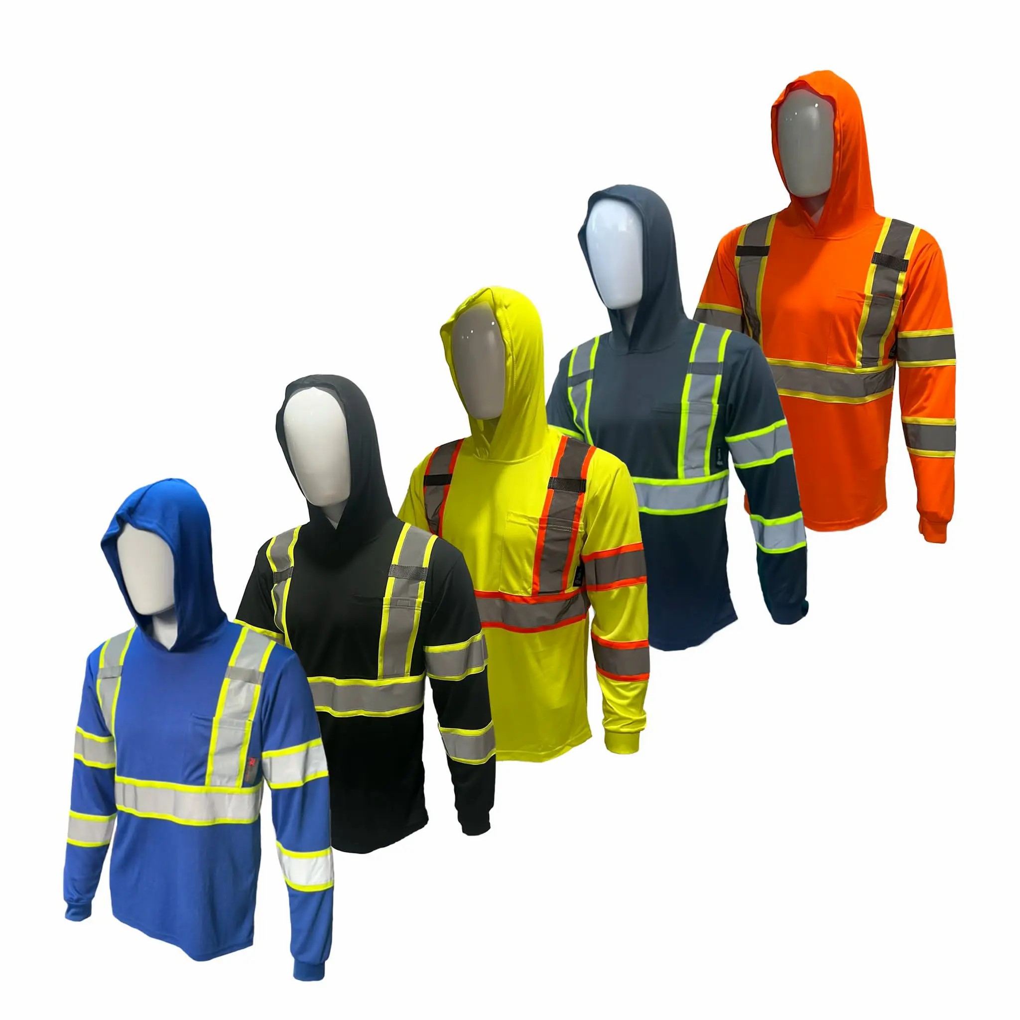 High Visibility Hoodie Long Sleeve Safety Shirt with hoodie Polyester Birdeye Mesh in various color