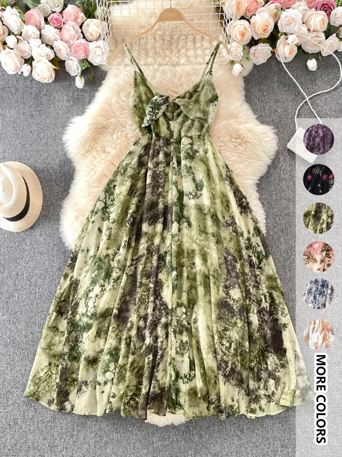 Women's Boho Floral-Print Spaghetti Strap Cami Dress