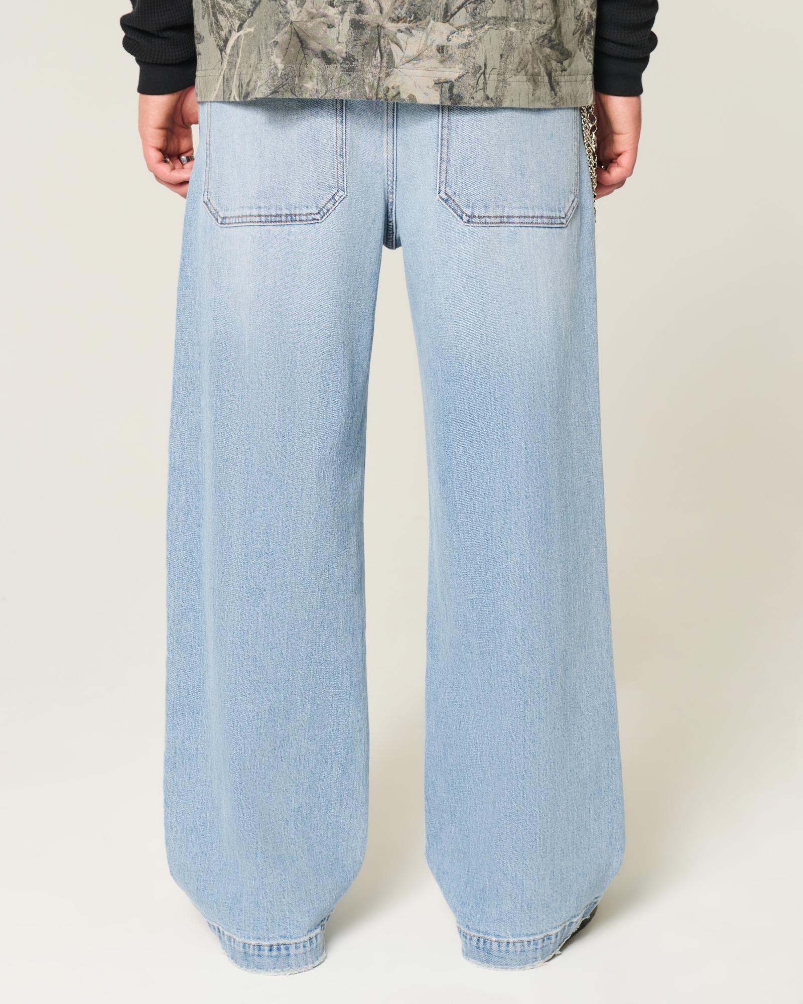 Dark Wash Logo Embroidery Super Baggy Jeans