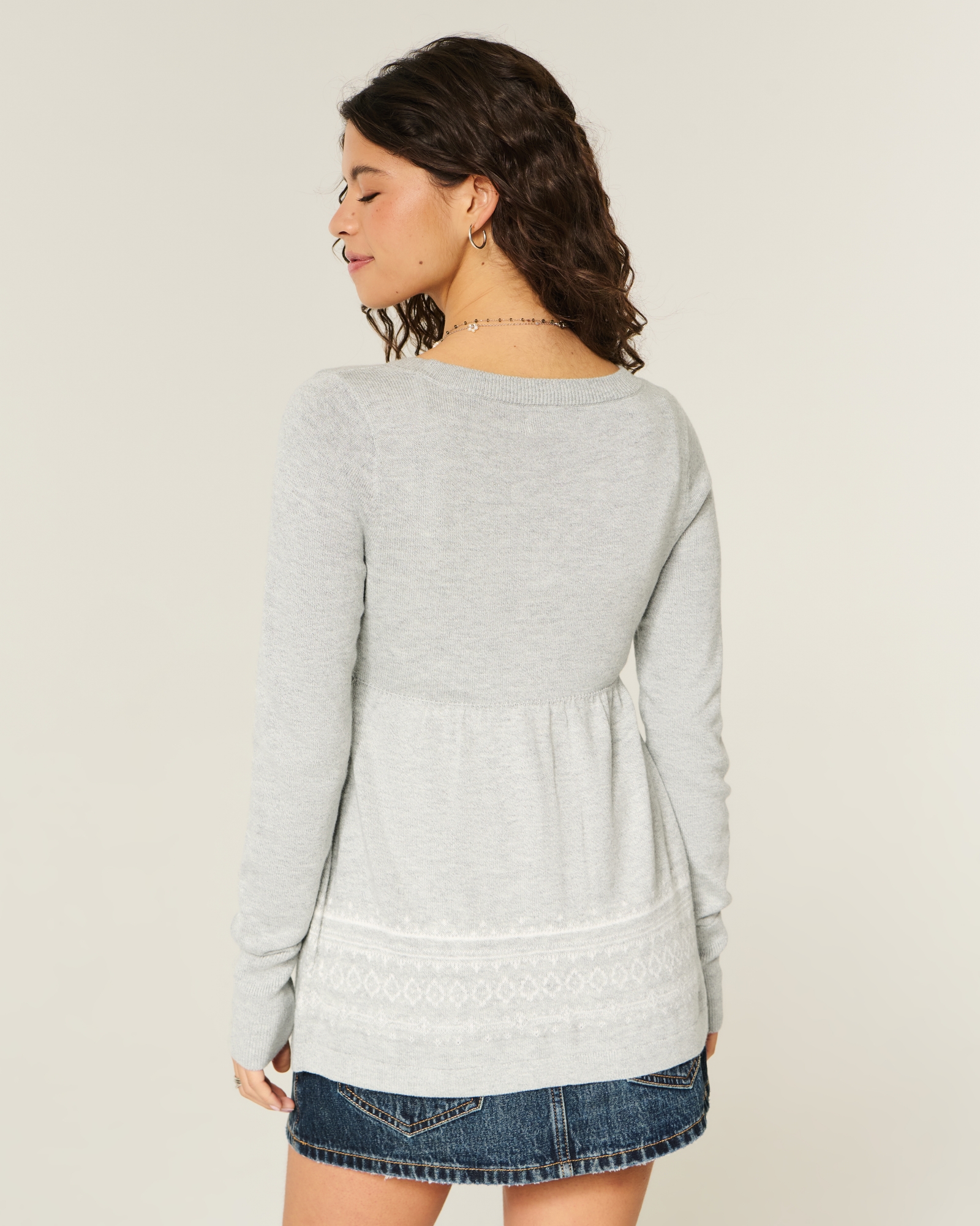 Long-Sleeve Flyaway Babydoll Cardigan