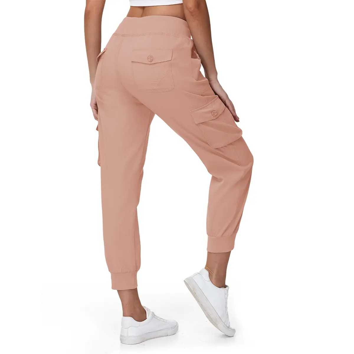 Women's Casual Lightweight Quick Dry Cargo Pants Elastic Waist Hiking Travel Joggers With Pockets