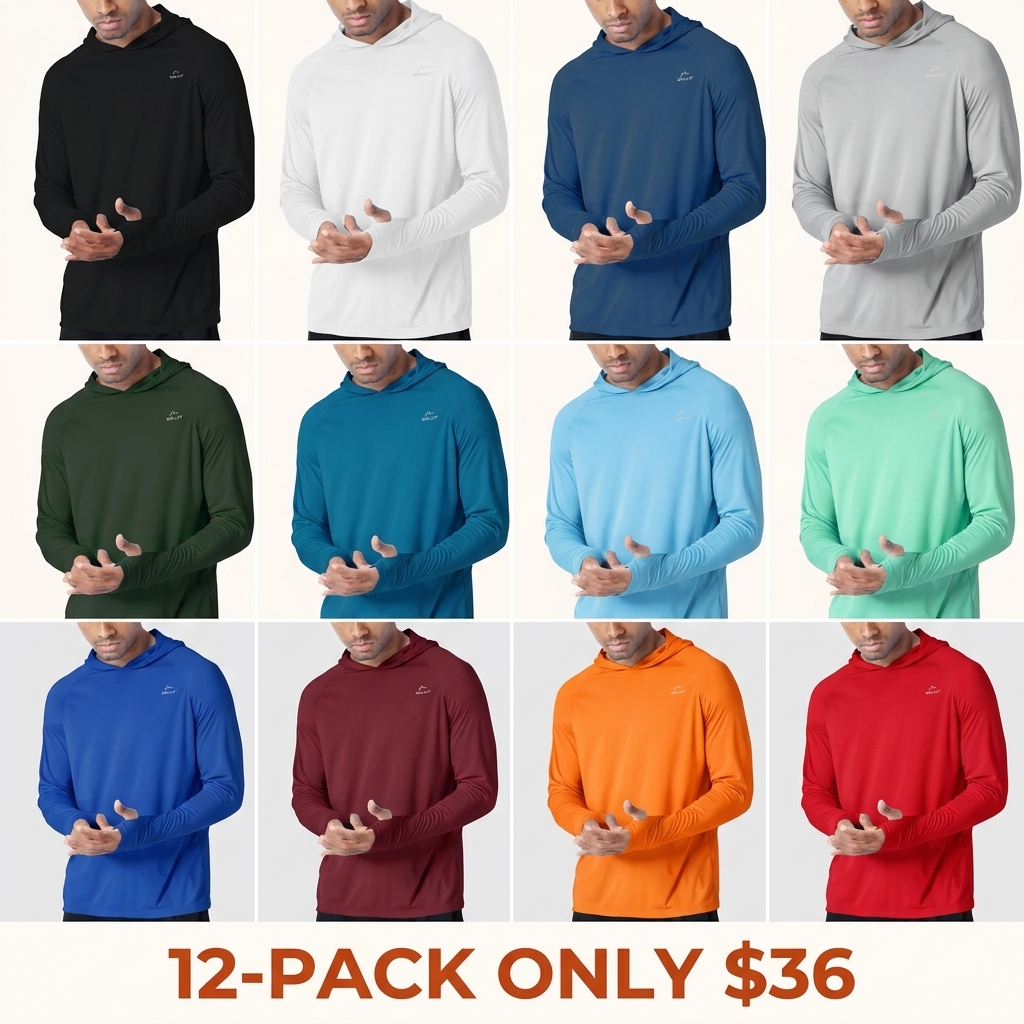 Men's Long-Sleeve Athletic Sun-Protection Hoodie (UPF 50+)