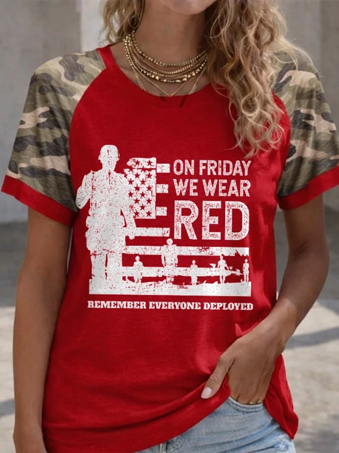 Women's Red Friday Print T-Shirt