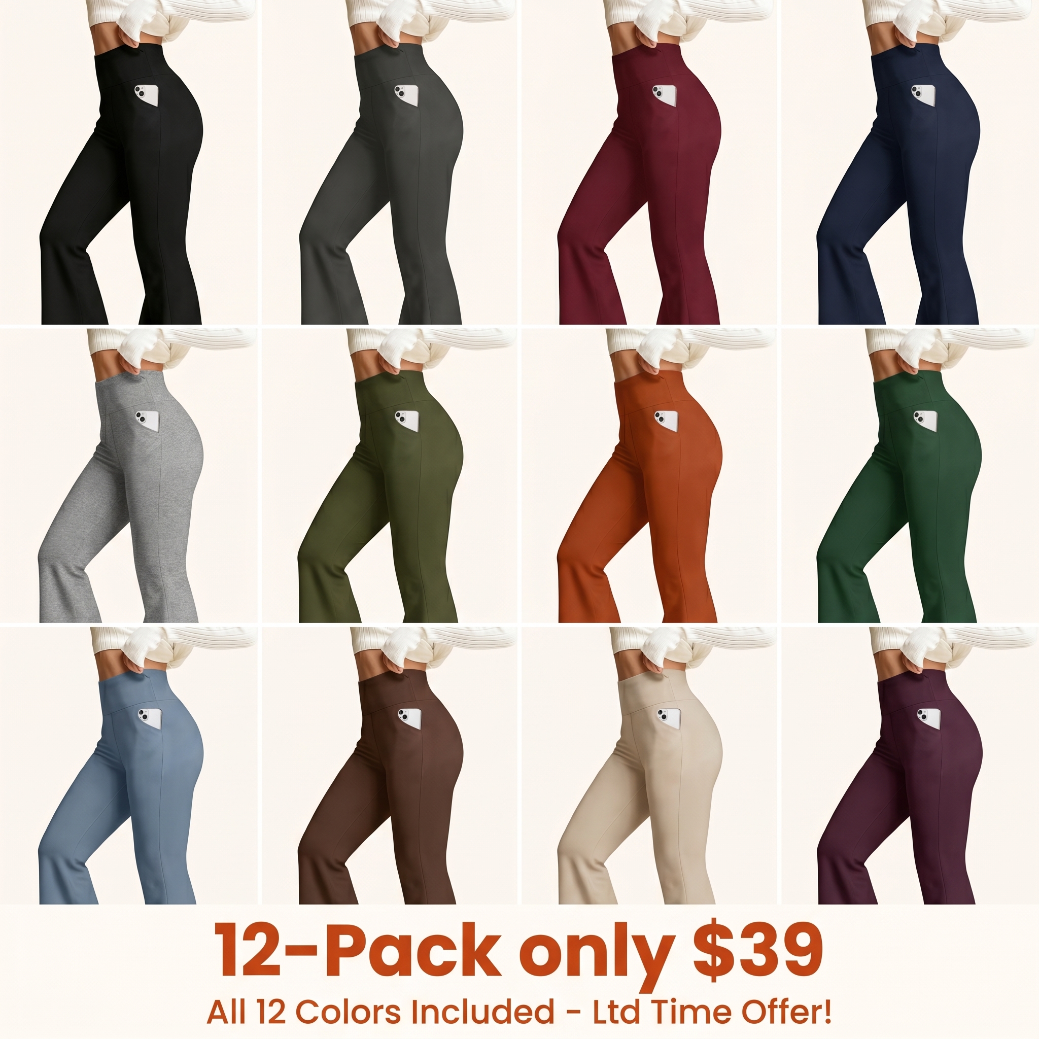 Women's High-Waisted Stretchy Wide-Leg Pants