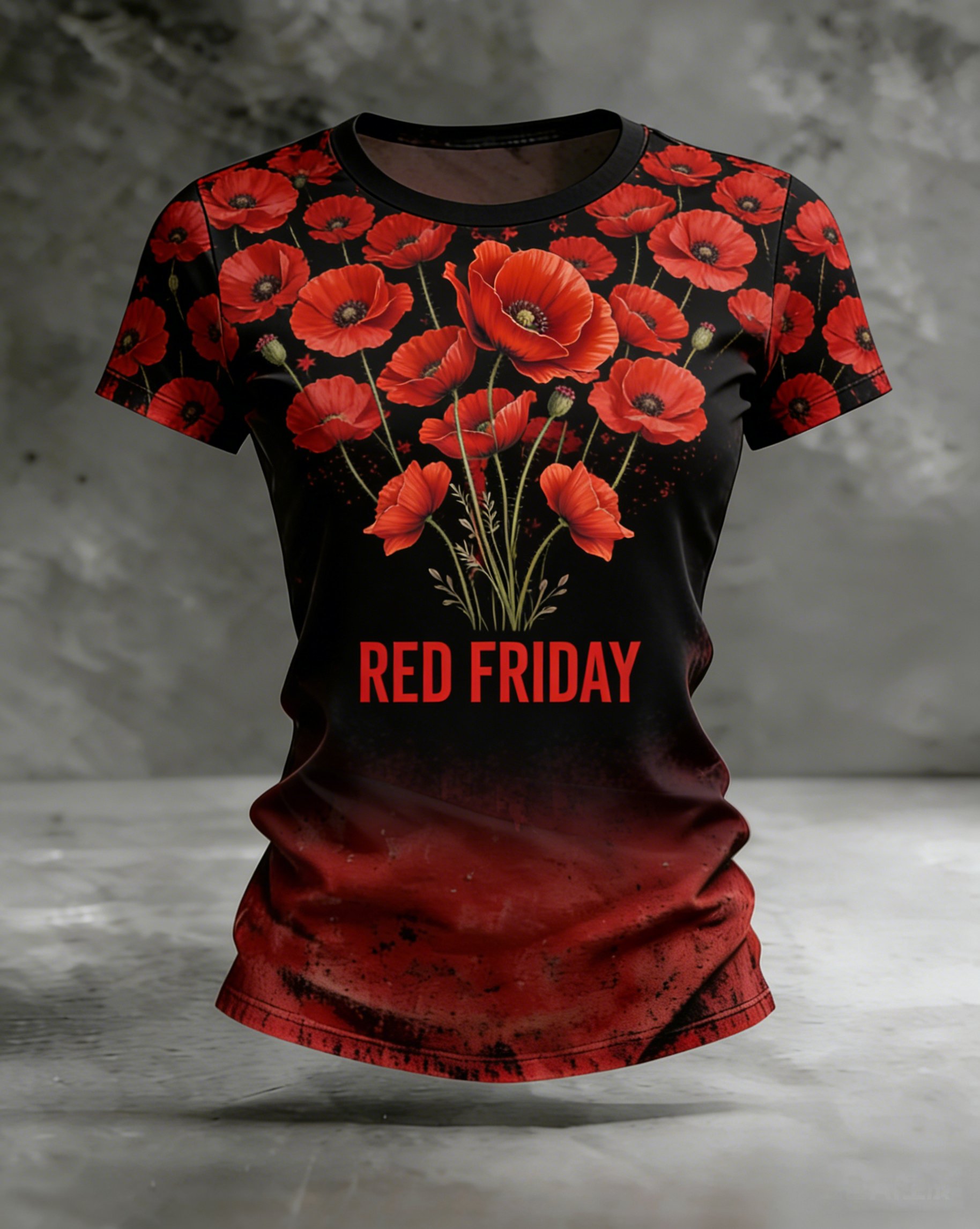 Women's Casual Red Friday Print Short-Sleeve T-Shirt
