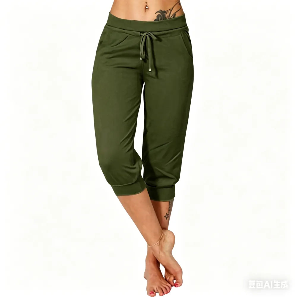 ⚡️Factory wholesale promotion⚡️ Women's Solid-Color Drawstring Waist Cropped Pants