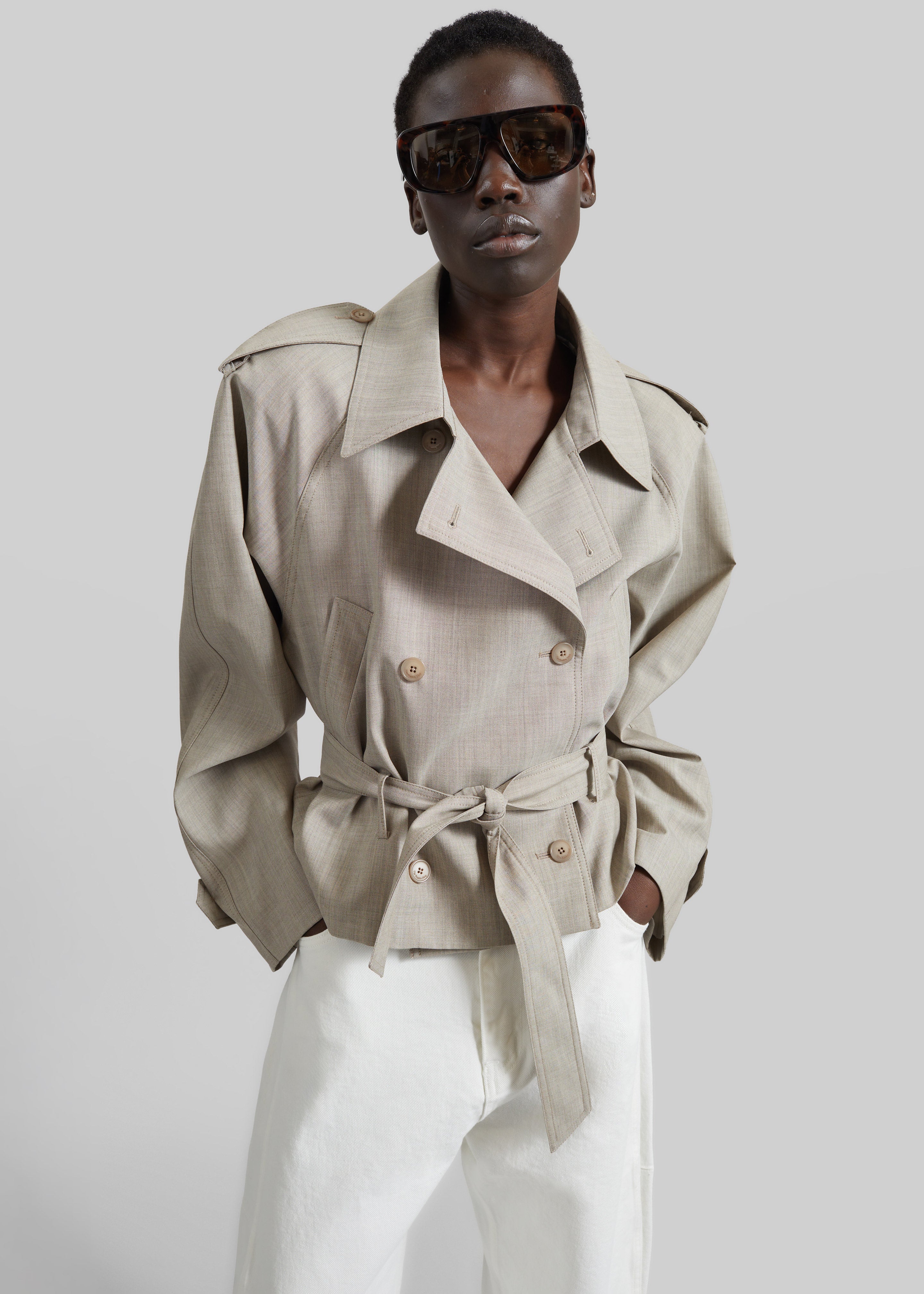 Stan Cropped Trench - Beige Melange