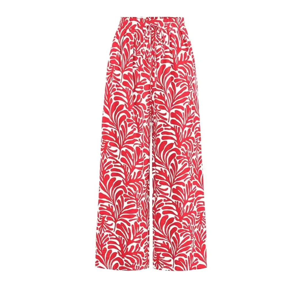 Women's Pants Elastic Waist Striped Lightweight Palazzo Trousers With Pockets Casual Lounge Wide Leg Bottoms