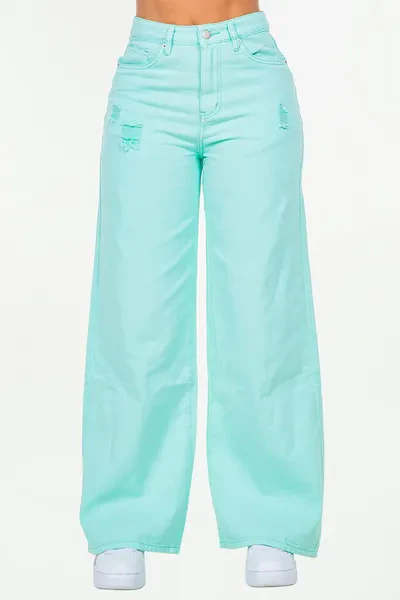 High Waist Distressed Wide Leg Jeans