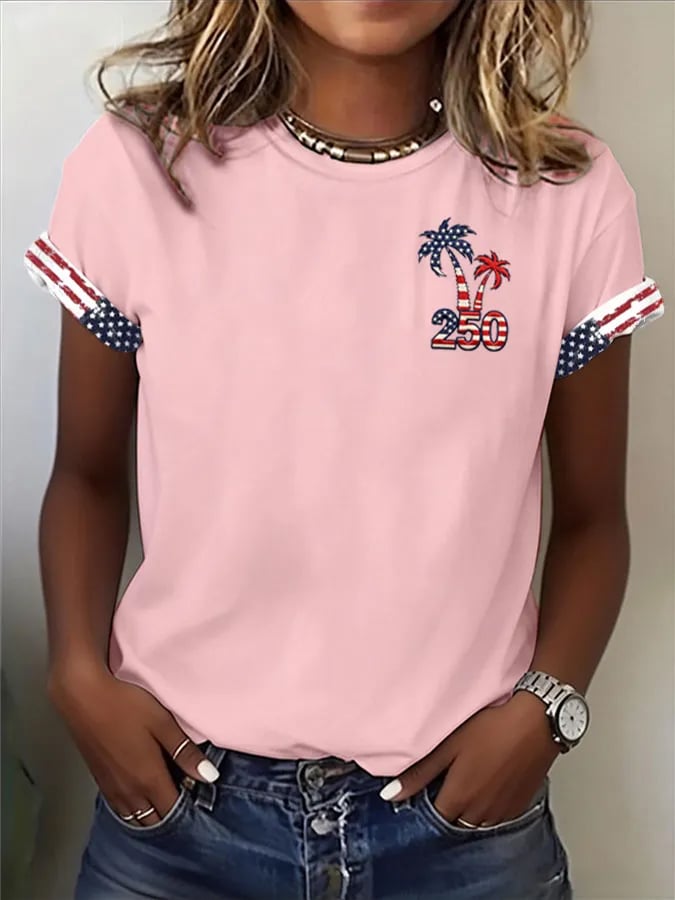 Women'S Independence Day Print Short-Sleeve Top