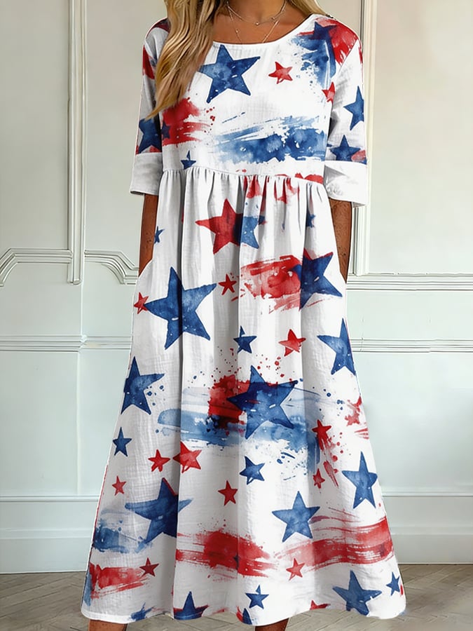 Women's 250th Anniversary Print Five-Sleeve Dress
