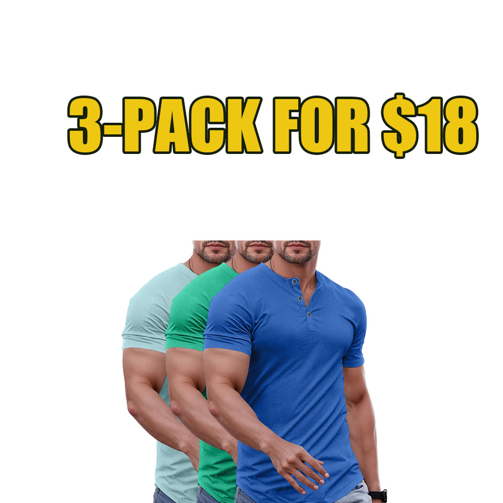 Men’s Slim Fit Henley Longline Muscle T-Shirt
